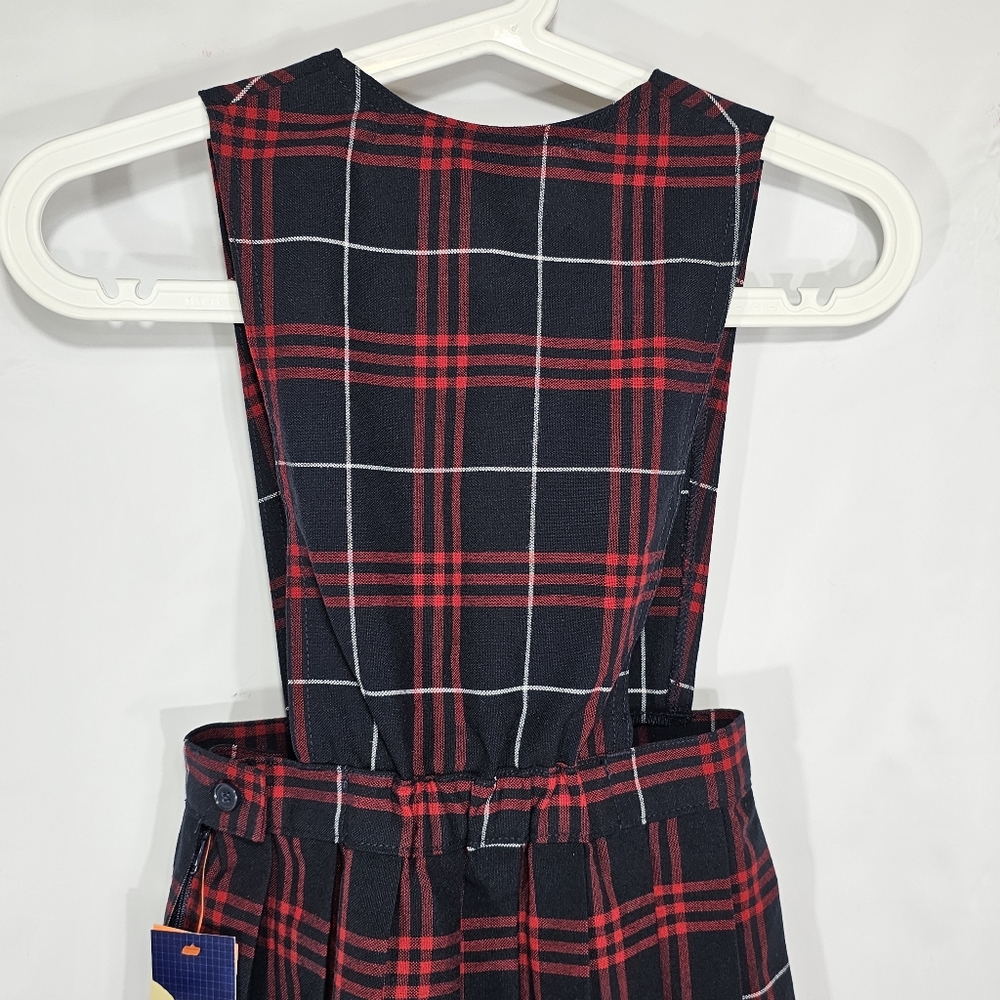French Toast Girls Plaid Pleated Skirt Romper Blue Red Size 6X - Picture 4 of 12